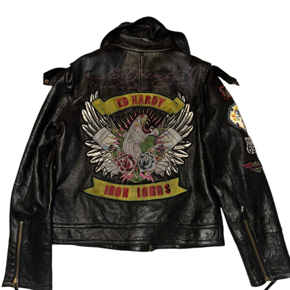 Ed Hardy Christian Audigier
Limited Vintage Leather Biker Jacket
